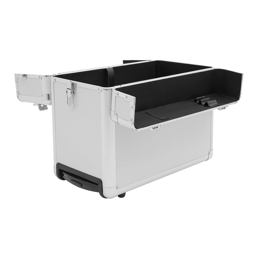 Rollbarer Abschliessbarer Aktenkoffer aus Aluminiumlegierung, Pilotenkoffer Koffer mit Teleskopstang