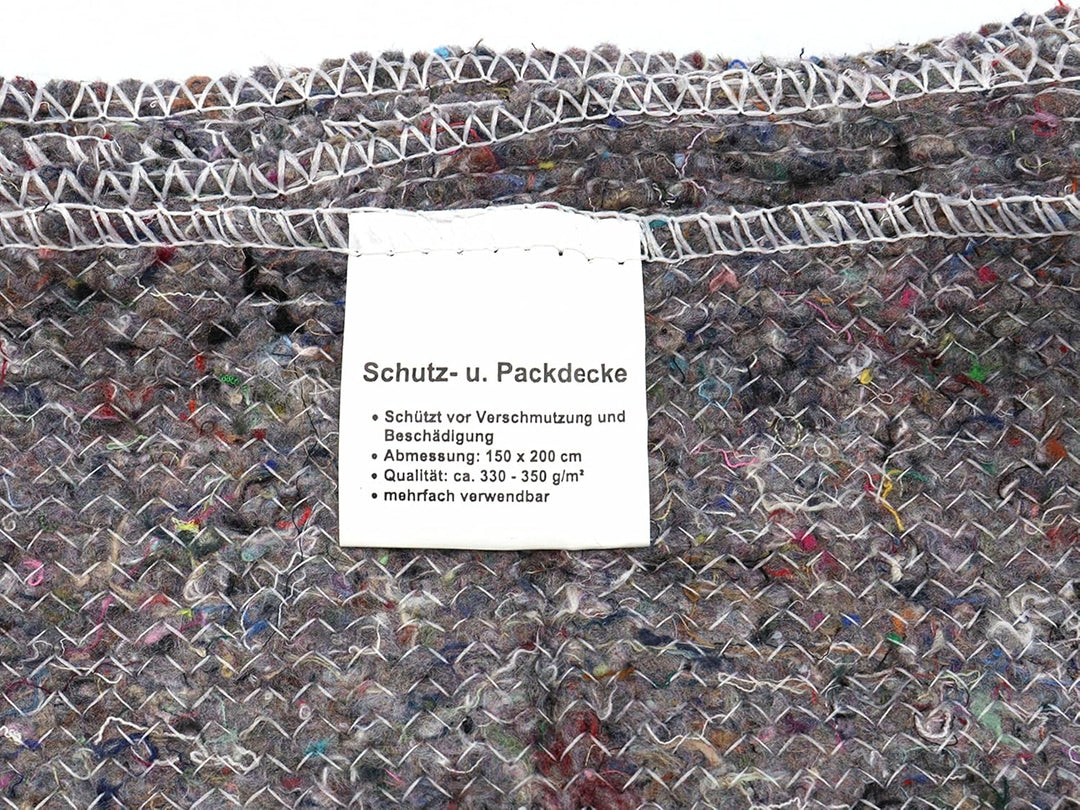 Umzugsdecken Möbelpackdecken Lagerdecken Packdecken, 150 x 200 cm, 330-350 g/m², Grau, 2-seitig gesä