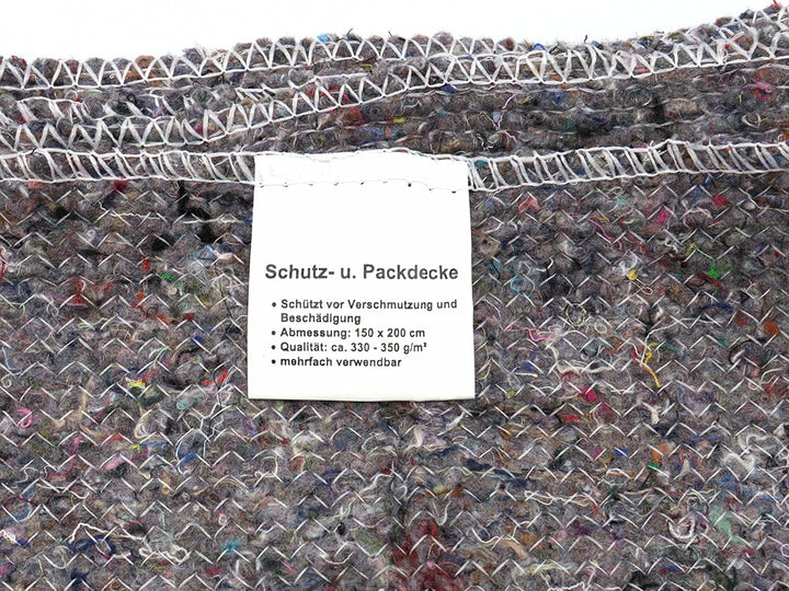 Umzugsdecken Möbelpackdecken Lagerdecken Packdecken, 150 x 200 cm, 330-350 g/m², Grau, 2-seitig gesä