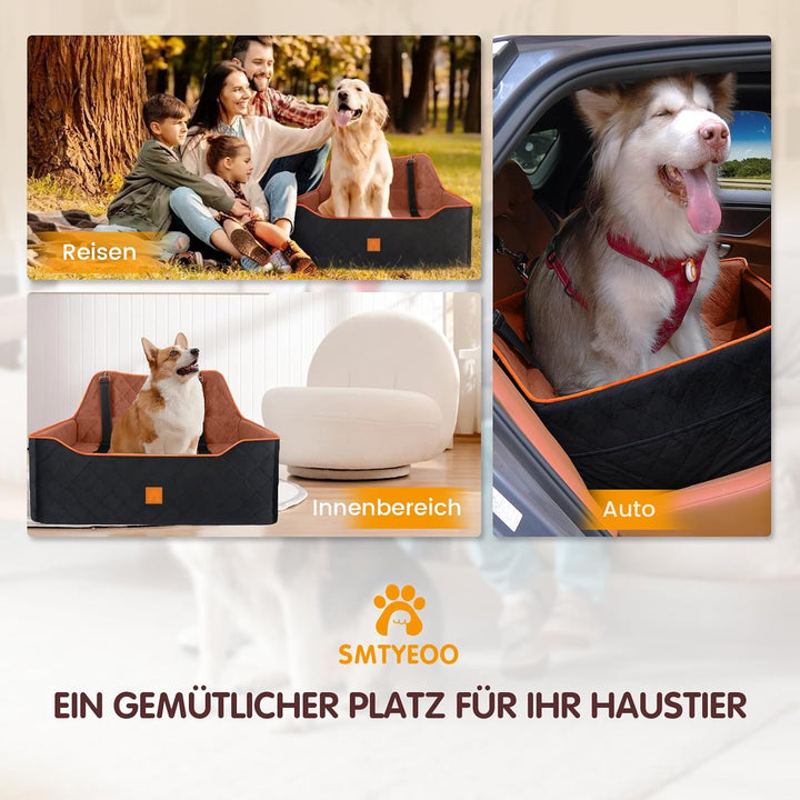 Hunde-Autositz für Hunde unter 25 kg oder 2 kleine Hunde, Sicherheits-Memory-Schaum-Autositz mit 2 K