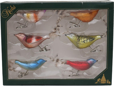 Dekohelden24 Set mit 3 Kernkugeln auf Clip, Farbe wählbar, 6er Set Wintervögel, 6er Set Wintervögel