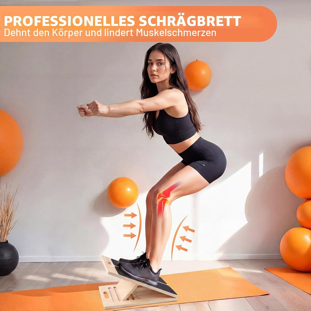 Professionelles Schrägbrett aus Holz, Tragbares Wadendehner Verstellbarer Mobility Board mit Tragegr
