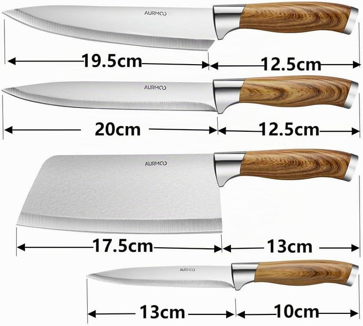 Messerset, Scharfes Küchenmesser Set, 6-teilig, Messer Kochmesser Set aus Edelstahl, Messer Set Prof