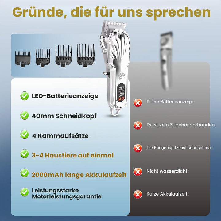 Hundeschermaschine Profi für dickes Haar, Haustierschermaschine für Hunde, schnurlose LED-Anzeige, g