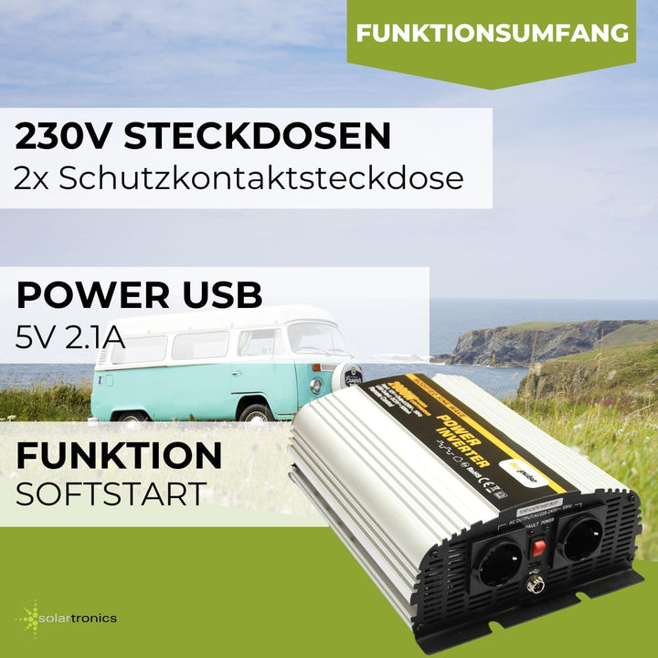 Spannungswandler NS 12V 2000 Watt Inverter Wechselrichter
