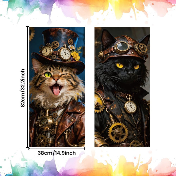 ANATTASOUL Mülleimer Aufkleber, 2 Blätter Mülltonnen Aufkleber 38×82cm Steampunk Katze Selbstklebend