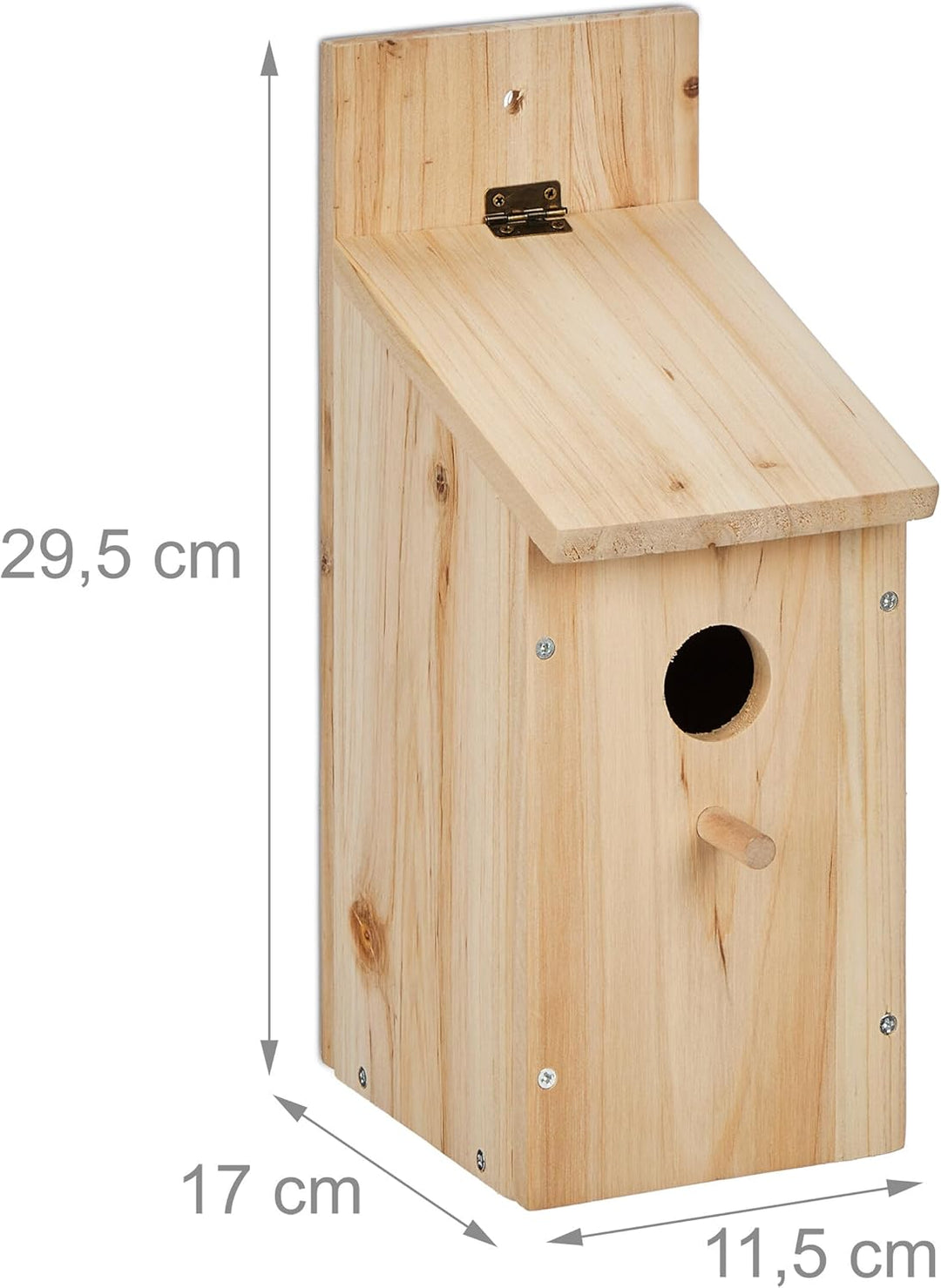 Relaxdays Nistkasten Bausatz für Vögel, 32mm Einflugloch, HBT: 29,5x11,5x17 cm, Vogelhaus zum selber
