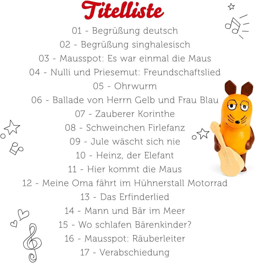 tonies Hörfiguren für Toniebox: Maus (M) auserlesene Lieder - 17 Kinderlieder Figur - ca. 40 Min. -