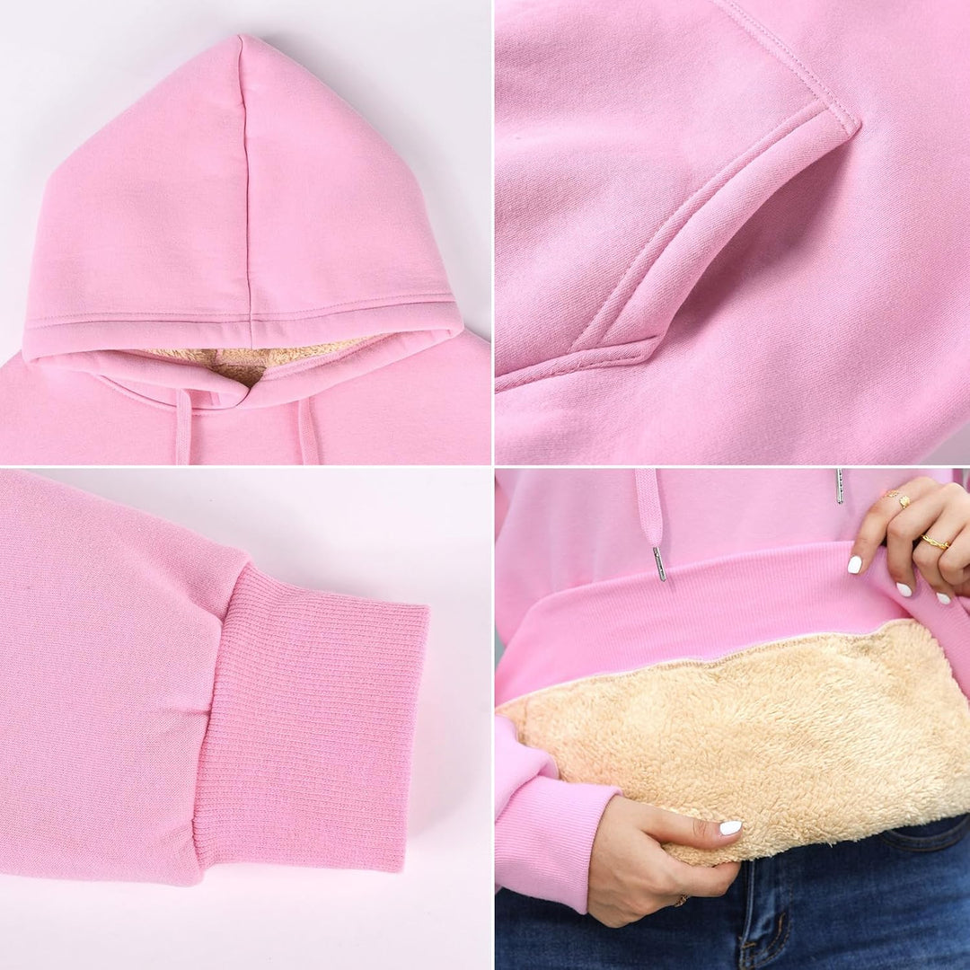 TOMEEK Damen Winter Warmes Sweatshirt Fleece Sherpa Gefütterter Pullover mit Kapuze Lässiger Sportli