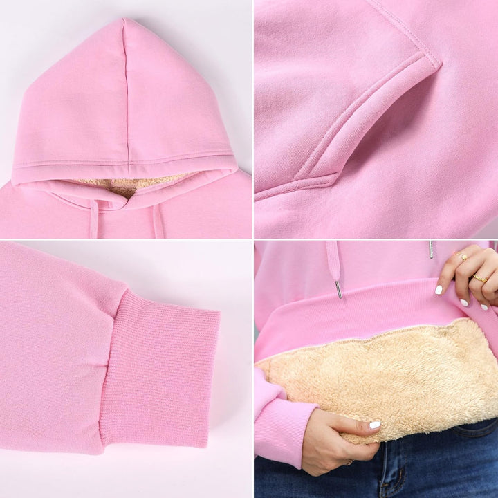 TOMEEK Damen Winter Warmes Sweatshirt Fleece Sherpa Gefütterter Pullover mit Kapuze Lässiger Sportli