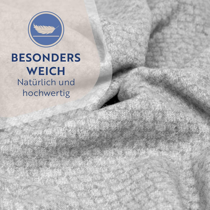 Nostra Andora Tagesdecke 140x200 | Weiche Merino Wolldecke mit 10% Kaschmir | Picnic Blanket | Warme