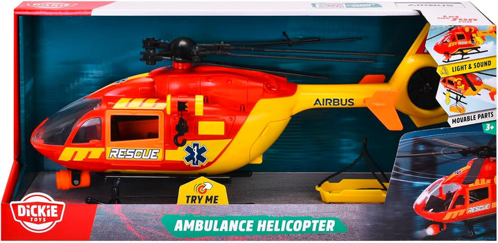 Dickie Toys - Rettungs-Hubschrauber Airbus H145 (36 cm) - Spielzeug-Helikopter mit Aufzieh-Propeller