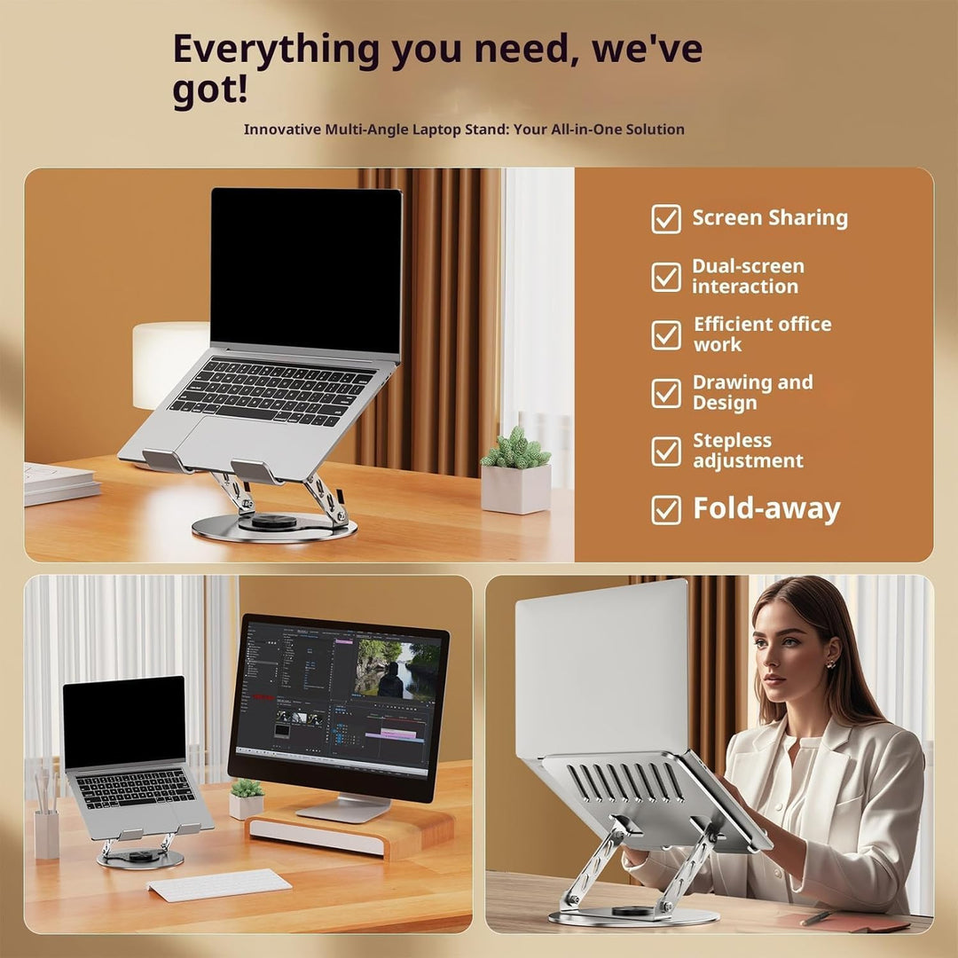 Laptop Ständer Verstellbarer Laptopständer 360° Drehbar Ergonomischer Laptop Halterung Belüfteter No