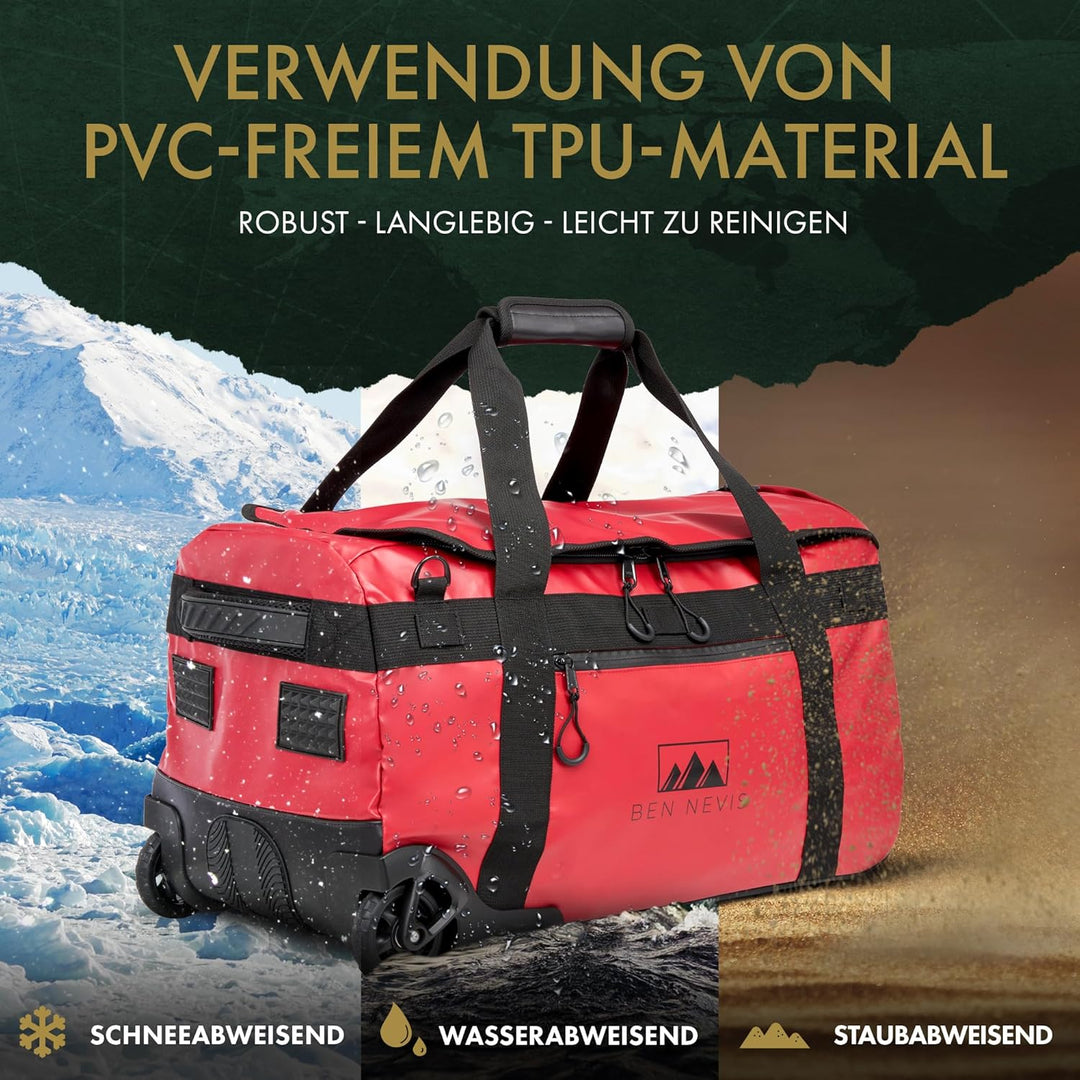 BEN NEVIS Reisetasche mit Rollen – 3in1 Tasche, Trolley + Rucksack [Mittel 60L - 3,2kg] Travel Reise