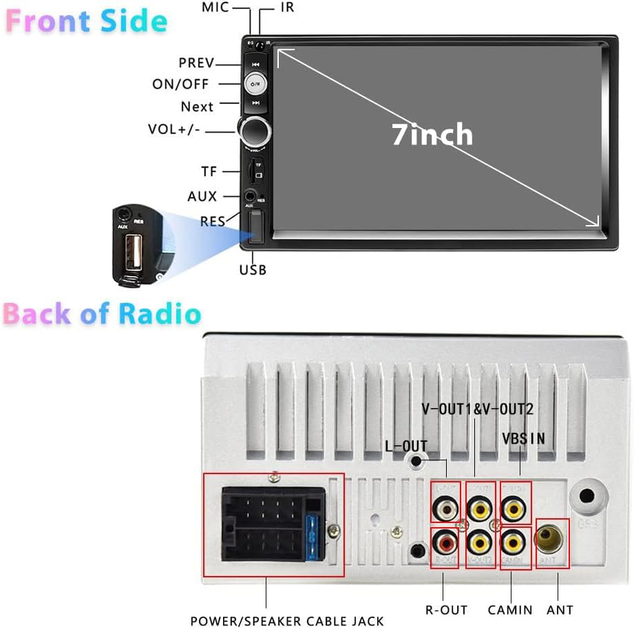 Podofo 2 Din Autoradio mit Bluetooth, 7 Zoll Autoradio mit Bildschirm MP5 Player Unterstützung FM-Ra