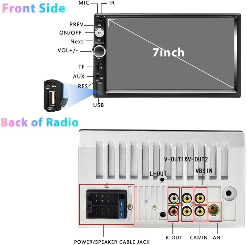 Podofo 2 Din Autoradio mit Bluetooth, 7 Zoll Autoradio mit Bildschirm MP5 Player Unterstützung FM-Ra