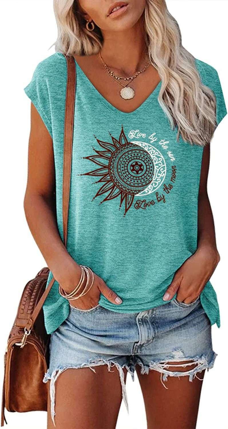 Teesho Tshirt Damen Oberteile Elegant Kurzarm Crop Tops Casual Longshirt Cap hülse Tunika Sommer Tan