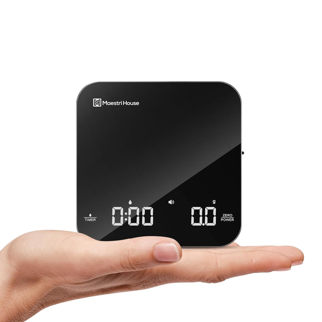 Maestri House Mini-Kaffeewaage mit Timer, Wiederaufladbare Espresso Waage, Präzise 2kg/0,1g Waage fü