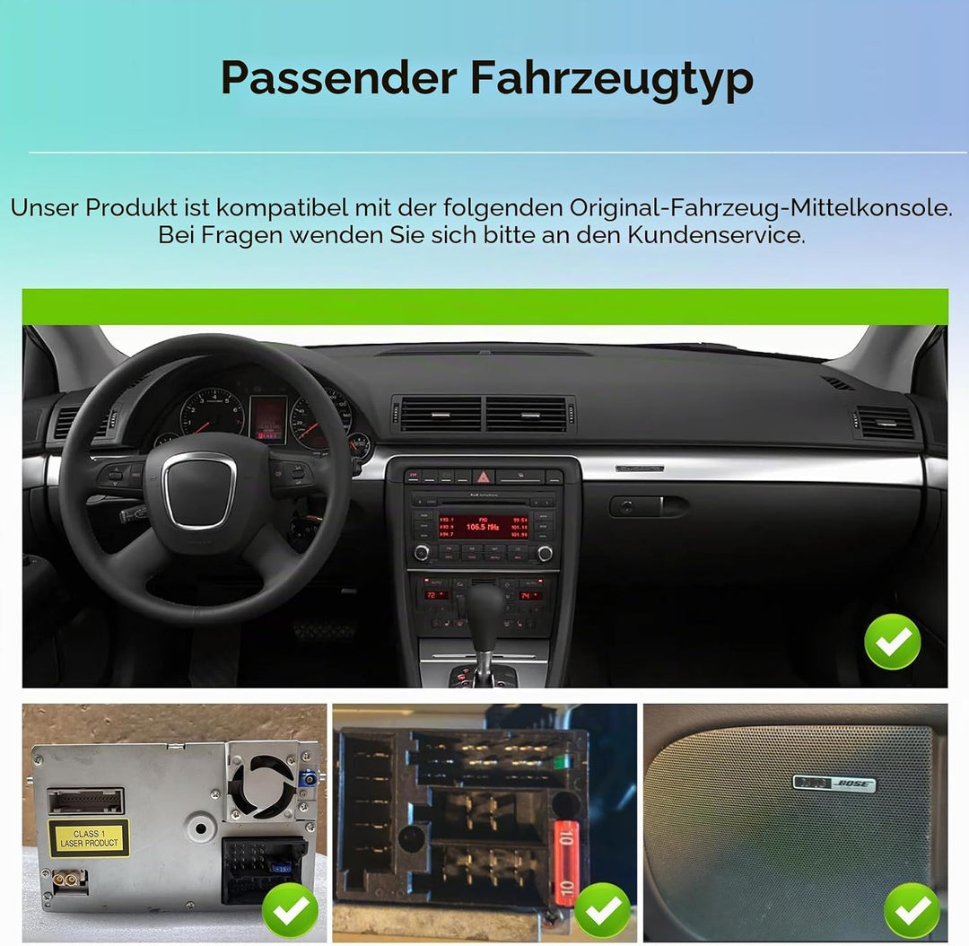 4+64G Android Autoradio für Audi A4 S4 RS4 B6 B7 8E 2000-2009 9 Zoll Wireless Carplay Autoradio mit