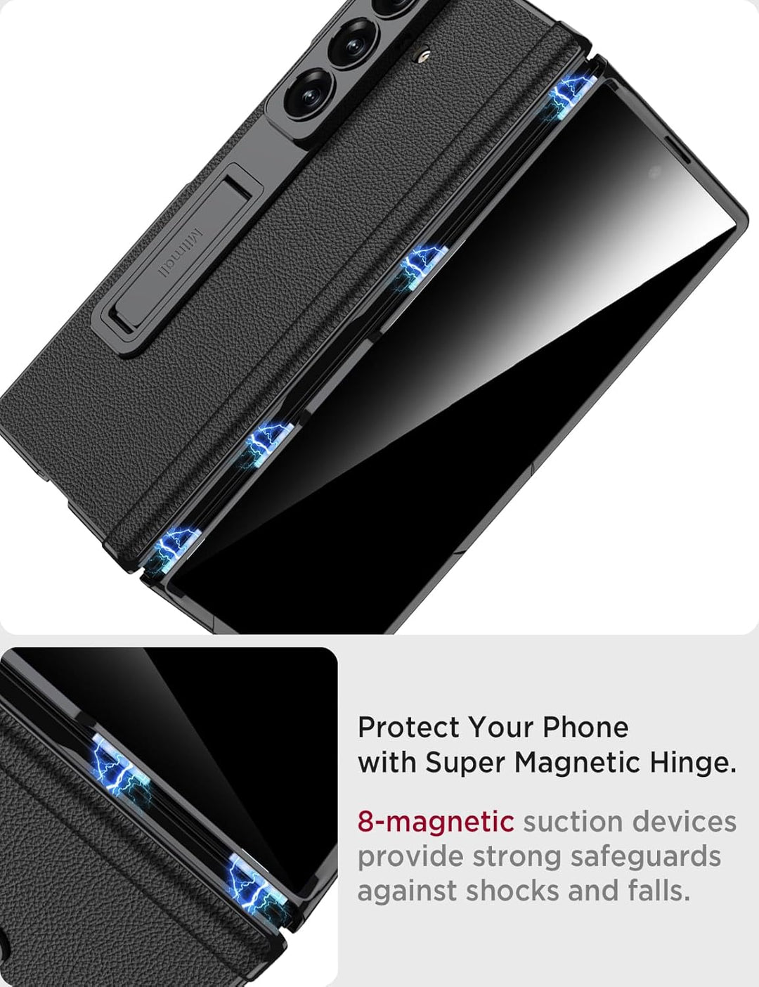 Miimall Privacy Case Kompatibel mit Samsung Galaxy Z Fold 7 Hülle Anti-SPY Displayschutz+Scharniersc