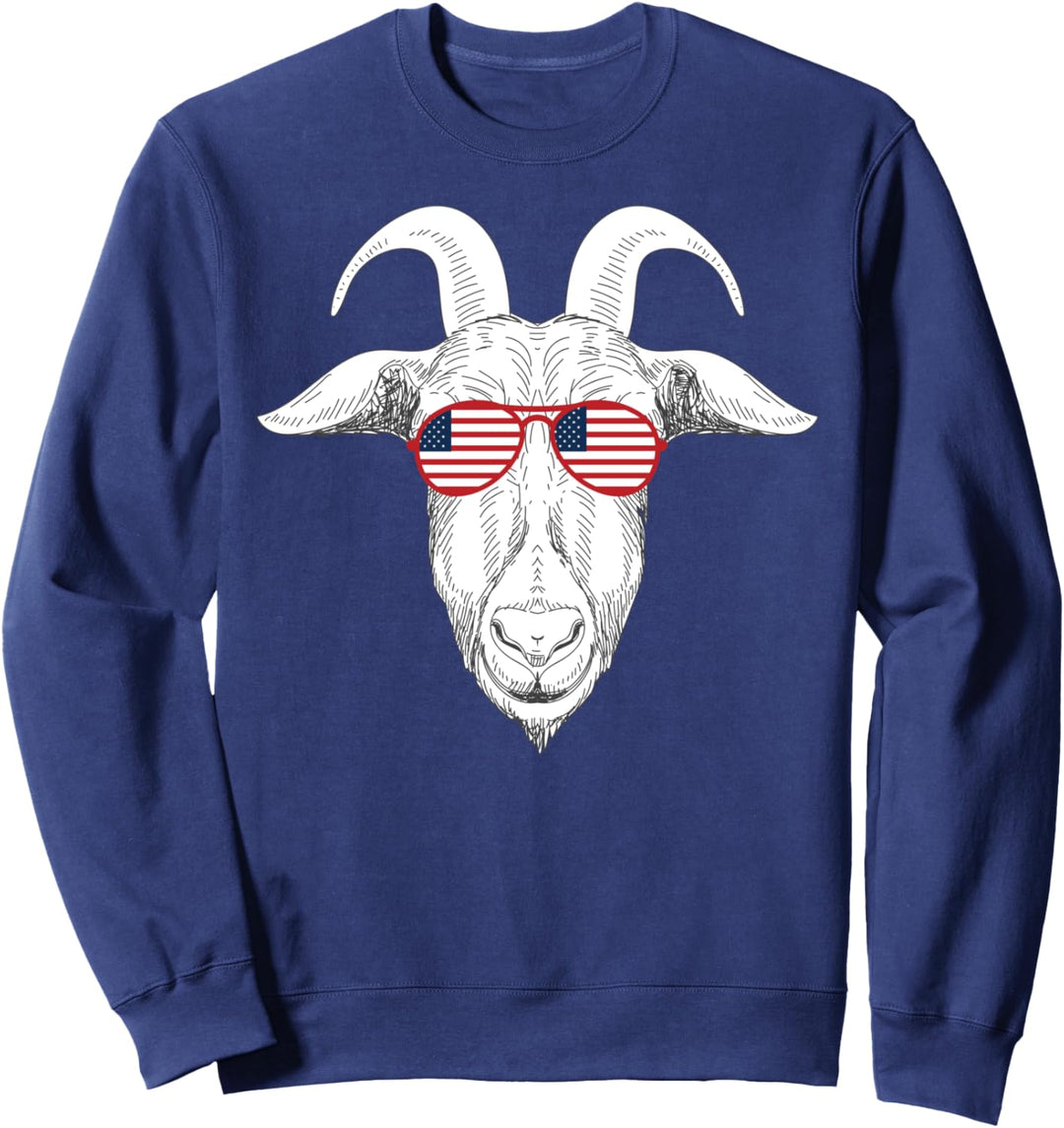 Goat Wearing American Flag Sunglasses - 4th Of July Goat Sweatshirt