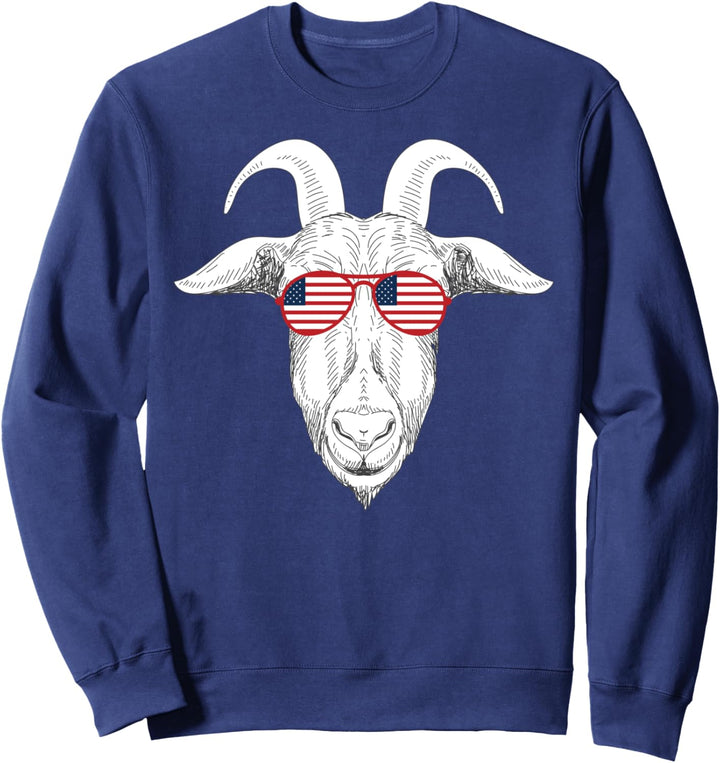 Goat Wearing American Flag Sunglasses - 4th Of July Goat Sweatshirt