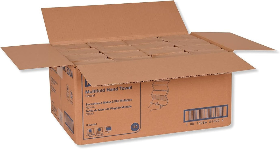 Tork Multifold Handtuch Natural H2 Universal, 100% recycelte Fasern, 16 x 250 Blatt, MK530A