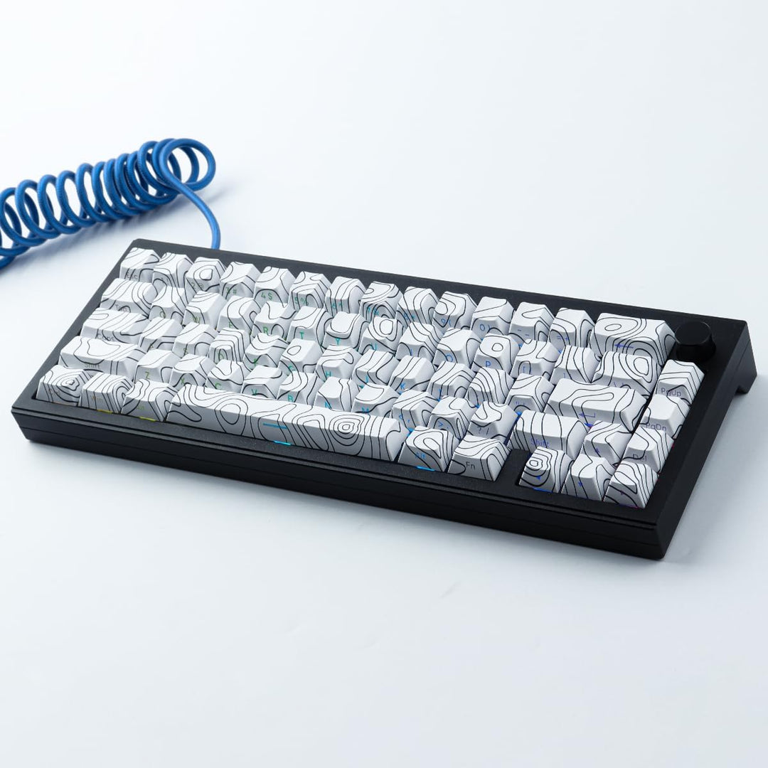 Sunzit Custom Keycaps 135 Tasten PBT Keycap Set,Cherry Profile Keycaps Dye-Sub White Topographic Key