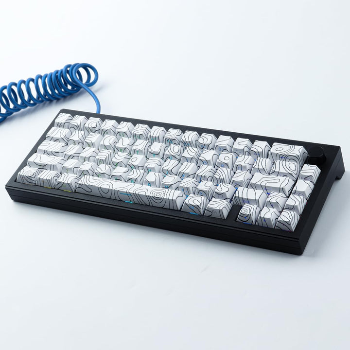 Sunzit Custom Keycaps 135 Tasten PBT Keycap Set,Cherry Profile Keycaps Dye-Sub White Topographic Key