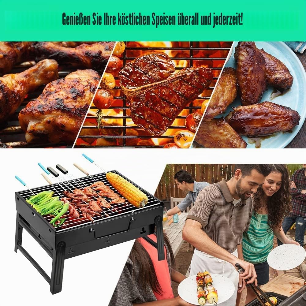 Uten Grill BBQ Portable Holzkohlegrills, Faltbare Grillwagen Outdoor Tischgrills Tragbar Picnikgrill