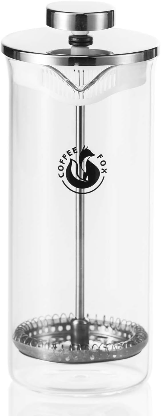 Coffee Fox Milchaufschäumer aus Glas - Manueller Milchschäumer & French Press Milchschaum 450 ml