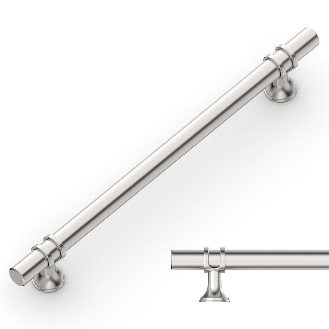 Amerdeco 10 Stück Möbelgriffe Gebürsteter Nickel, 192mm Lochabstand, Schrankgriffe, Küchengriffe, Sc