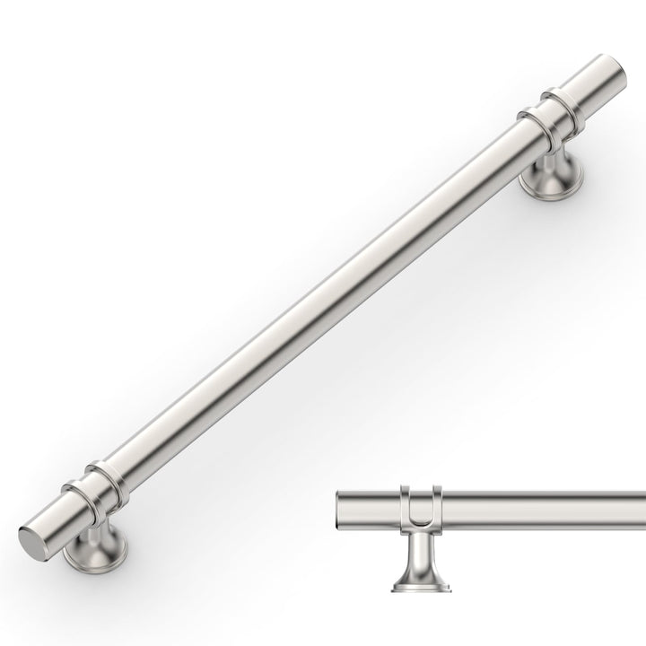 Amerdeco 10 Stück Möbelgriffe Gebürsteter Nickel, 192mm Lochabstand, Schrankgriffe, Küchengriffe, Sc