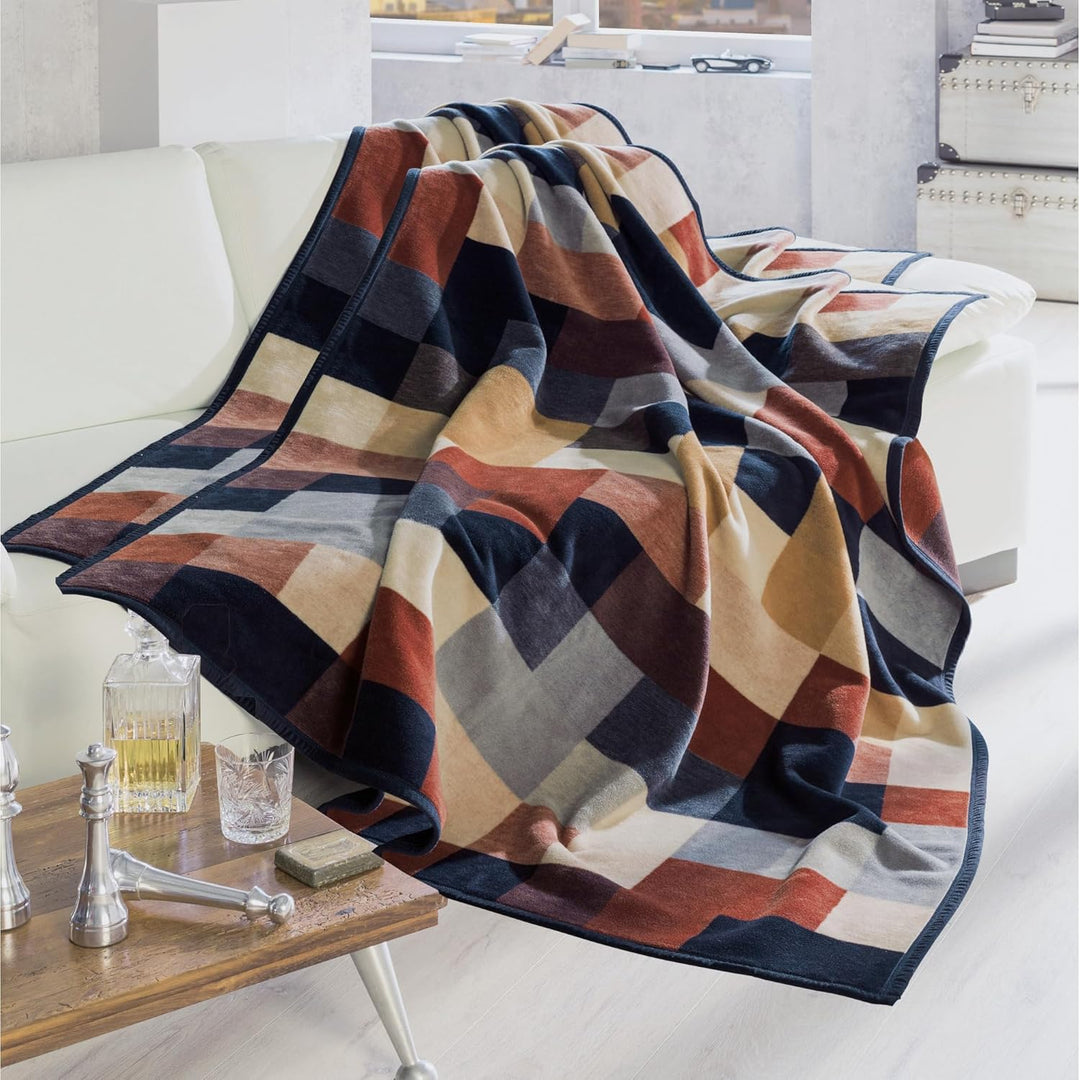 Erwin Müller Wohndecke Palermo 2er-Pack, Kuscheldecke - blau Grösse 150x200 cm - kuschelig - mit Ver