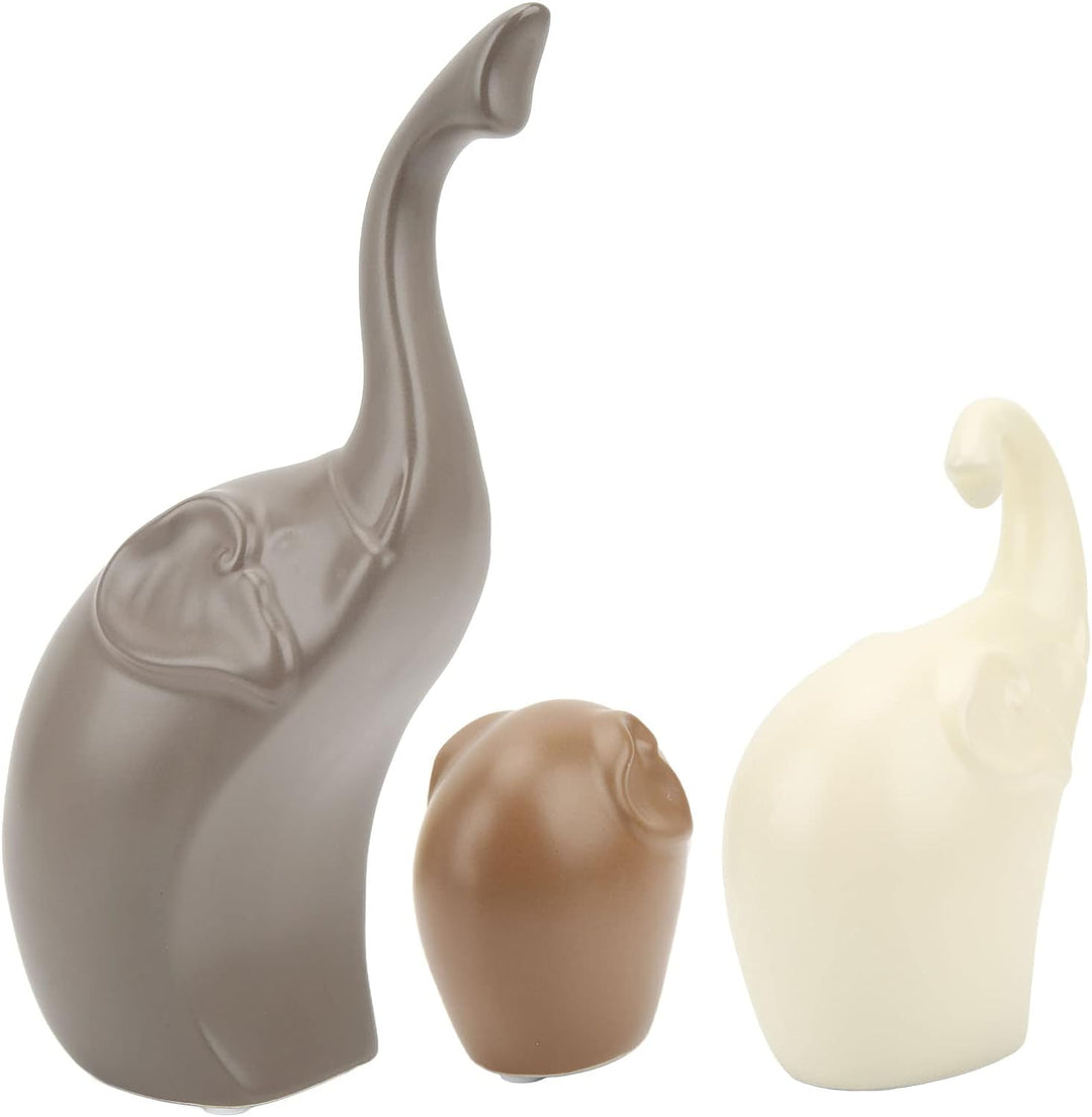 3 Stück Keramik Elefanten Figur Deko, 23cm Helle Farbe Moderner Stil Porzellan Elefant Statue, Feng