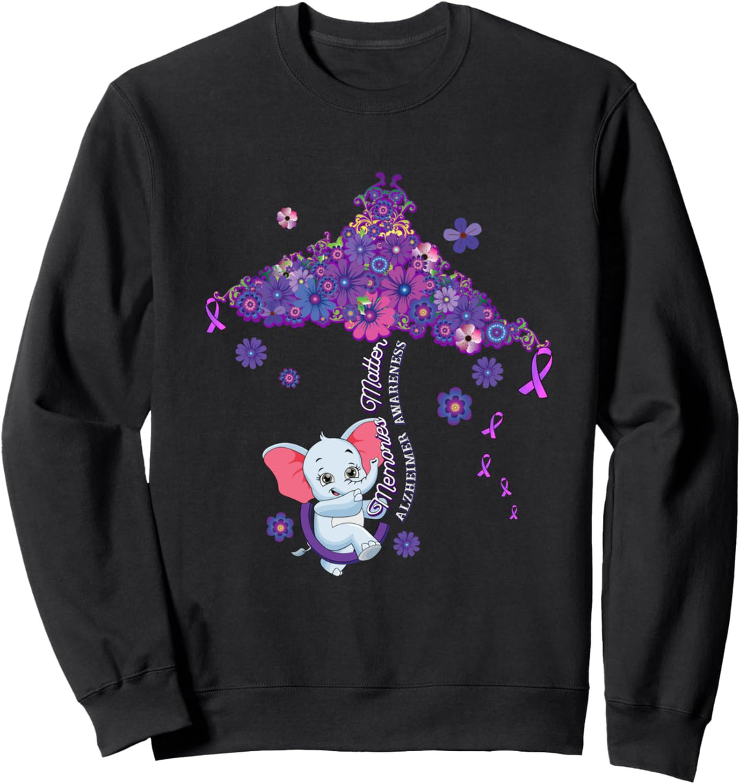 Violetter Elefant Alzheimers Awareness Memories Matter, Damen Sweatshirt