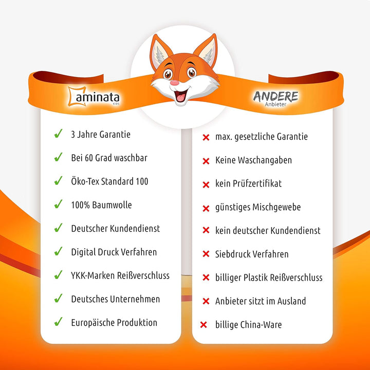 Aminata kids Bettwäsche Hund 135x200 Hunde-Pfoten-Motiv Hundewelpen Kinder-Bettwäsche-Set Baumwolle