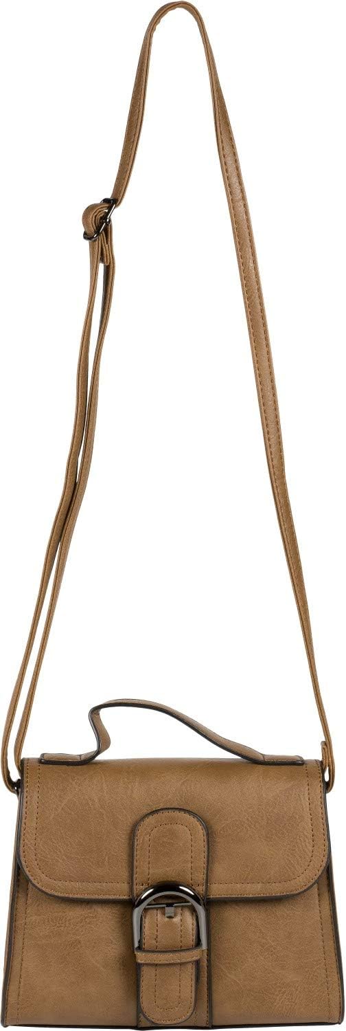 styleBREAKER Damen Umhängetasche Minibag mit Deko Schnalle, verstellbarer Tragegurt, Einfarbige Hand