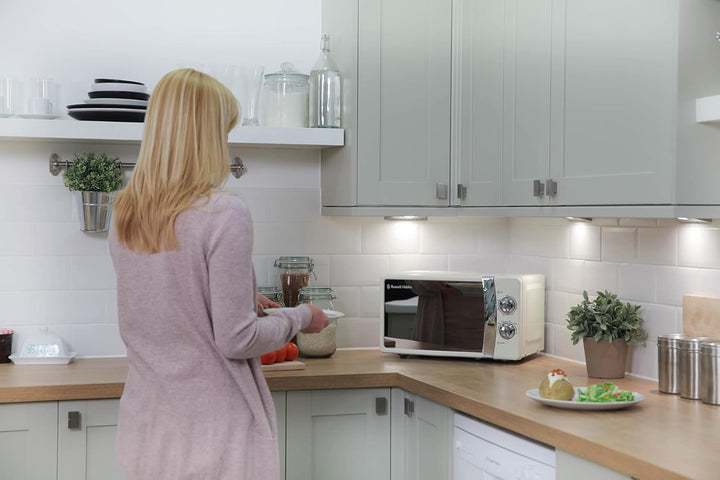 Russell Hobbs RHMM701C Manuelle Solo-Mikrowelle mit 5 Leistungsstufen, Klingelton und Timer, Auftauf