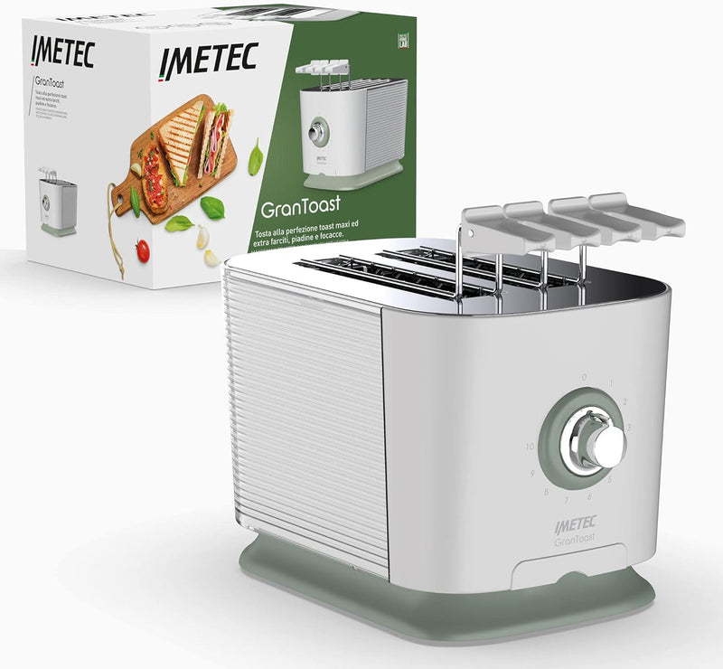 Imetec GranToast Toaster, 2 extra grosse Schlitze und zu öffnende Zangen für extra dicken Toast, 10