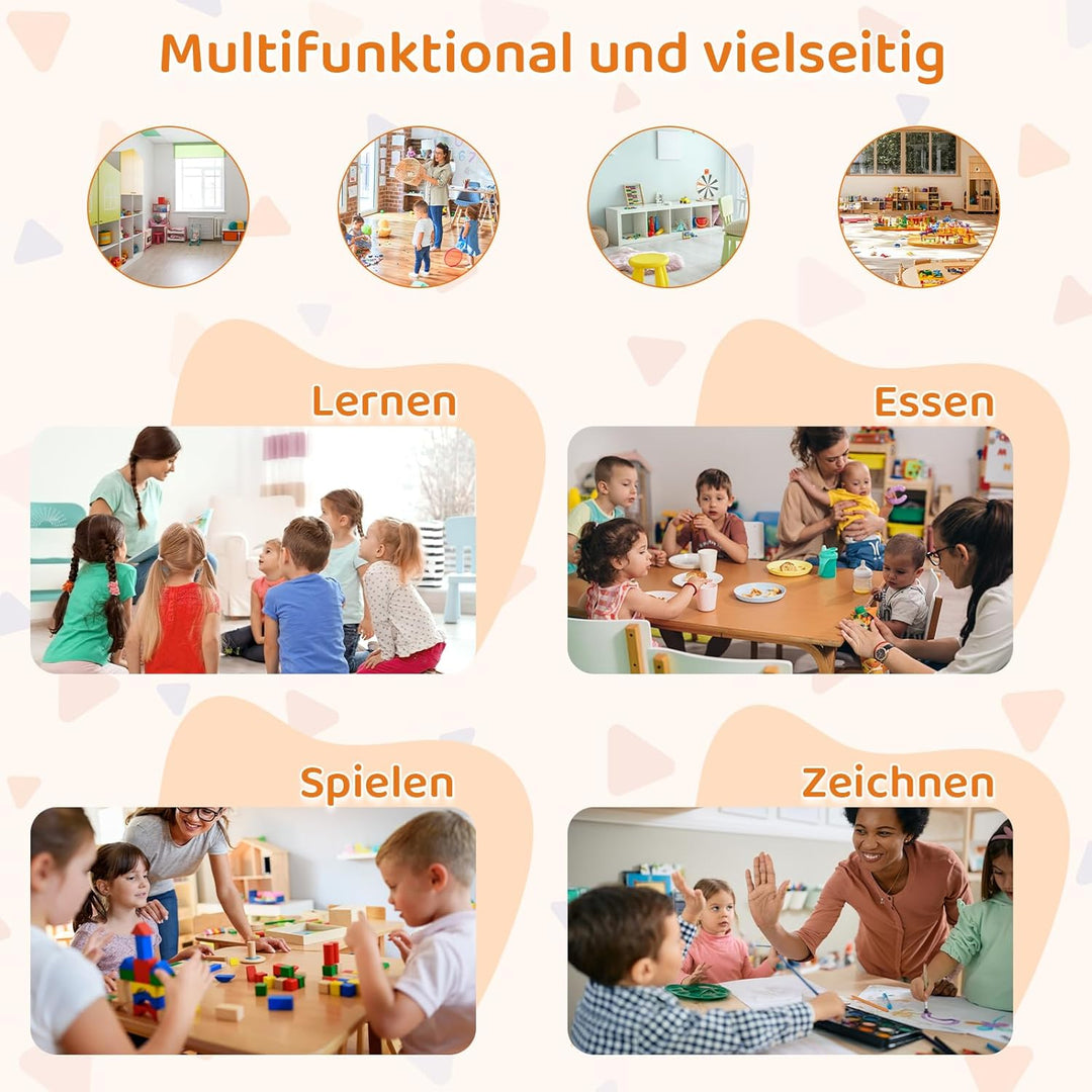 MAMIZO Kindertisch mit 2 PCS Stühlen, 3 in 1 Kinder Tisch Stuhl Set, Kindermöbel Set aus Holz mit St