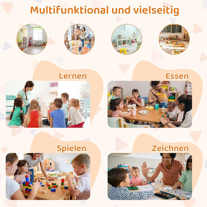 MAMIZO Kindertisch mit 2 PCS Stühlen, 3 in 1 Kinder Tisch Stuhl Set, Kindermöbel Set aus Holz mit St