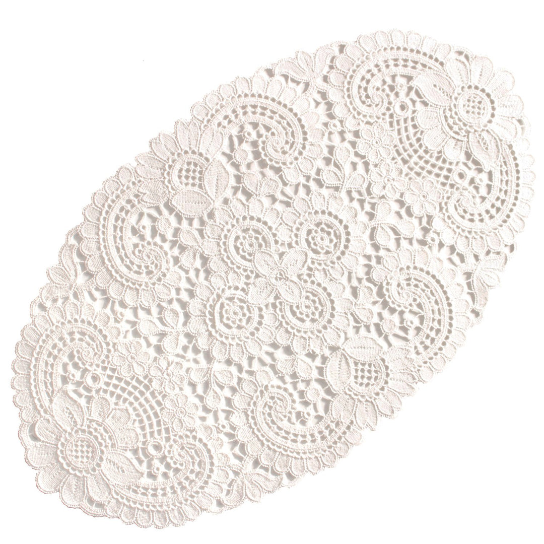 Plauener Spitze by Modespitze 10276_e_2545 Tischdecke Tosca, 25 x 45 cm oval, Creme