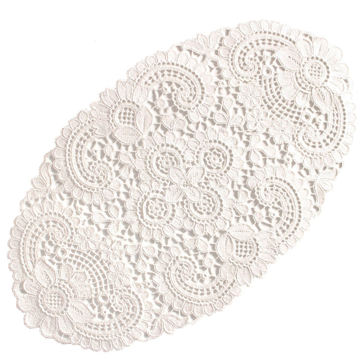 Plauener Spitze by Modespitze 10276_e_2545 Tischdecke Tosca, 25 x 45 cm oval, Creme