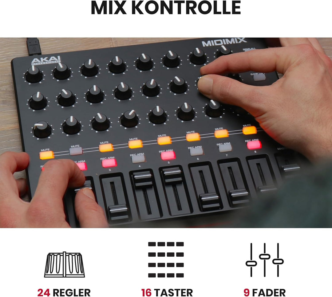 AKAI Professional Midimix - Voll zuweisbarer, portabler MIDI Mixer & DAW Controller Single, Single