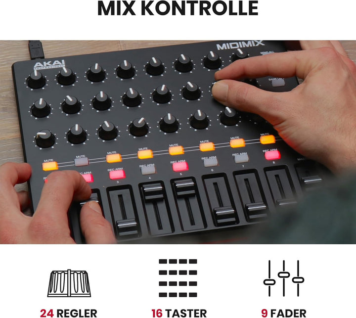 AKAI Professional Midimix - Voll zuweisbarer, portabler MIDI Mixer & DAW Controller Single, Single