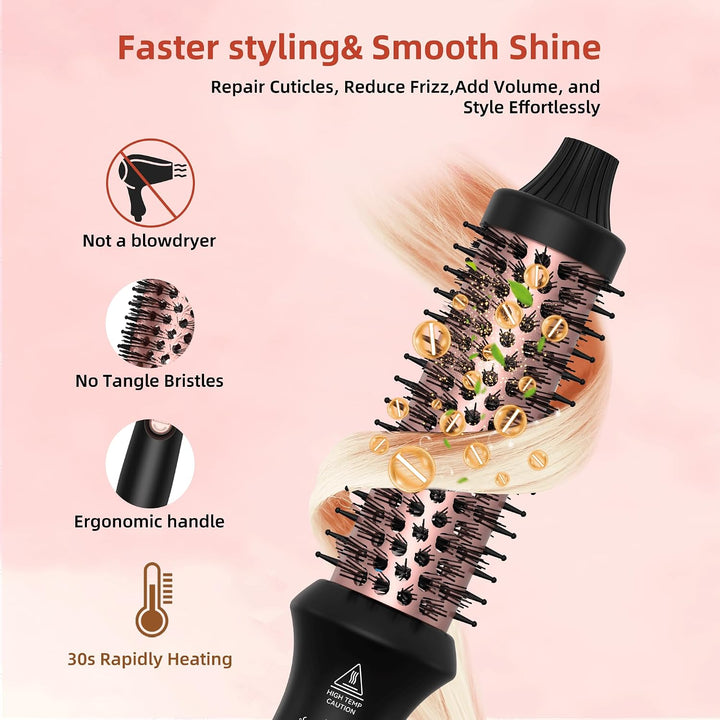 UKLISS Thermobürste 32mm, Thermal Brush LCD-Anzeige [160-200℃], Pro Ionische Thermo Rundbürste, Hot