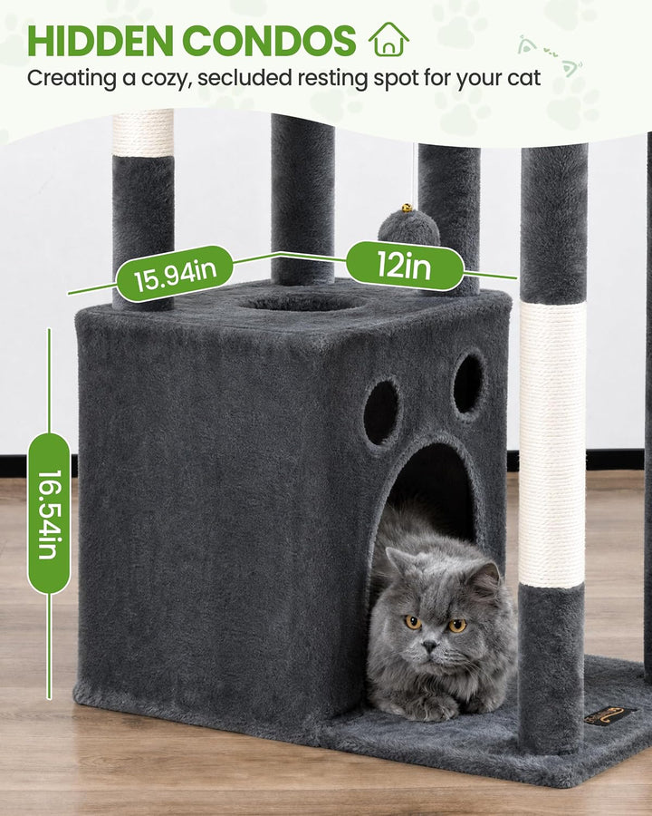 Kratzbaum Gross, Kratzbaum Grosse Katzen Stabil 170 cm hoch - Katzenbaum XL, Mehrstöckiger Katzenbau