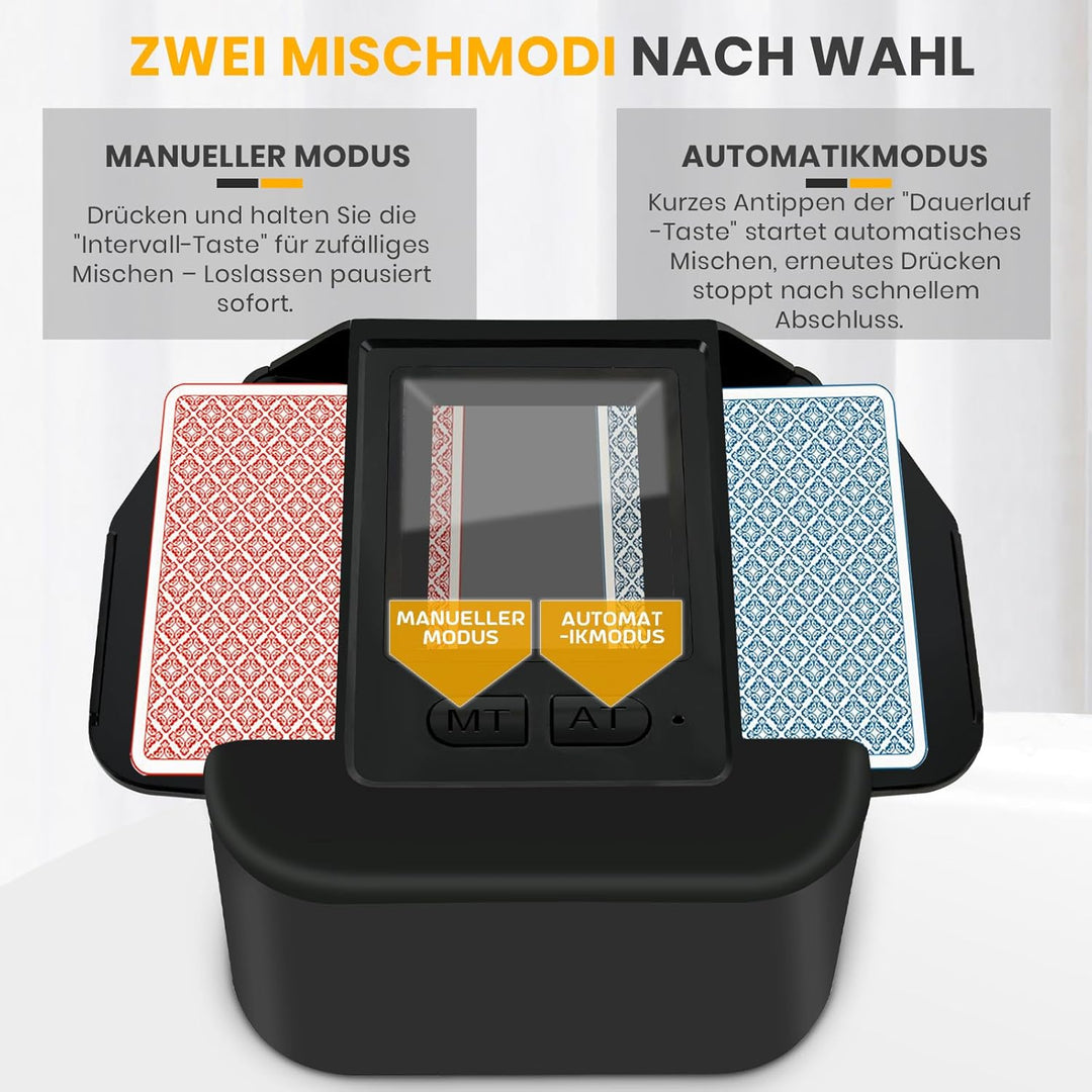 TOFFCAEA Automatischer Kartenmischer, mit 2000mAh wiederaufladbarer eingebauter Batterie für 2 Karte