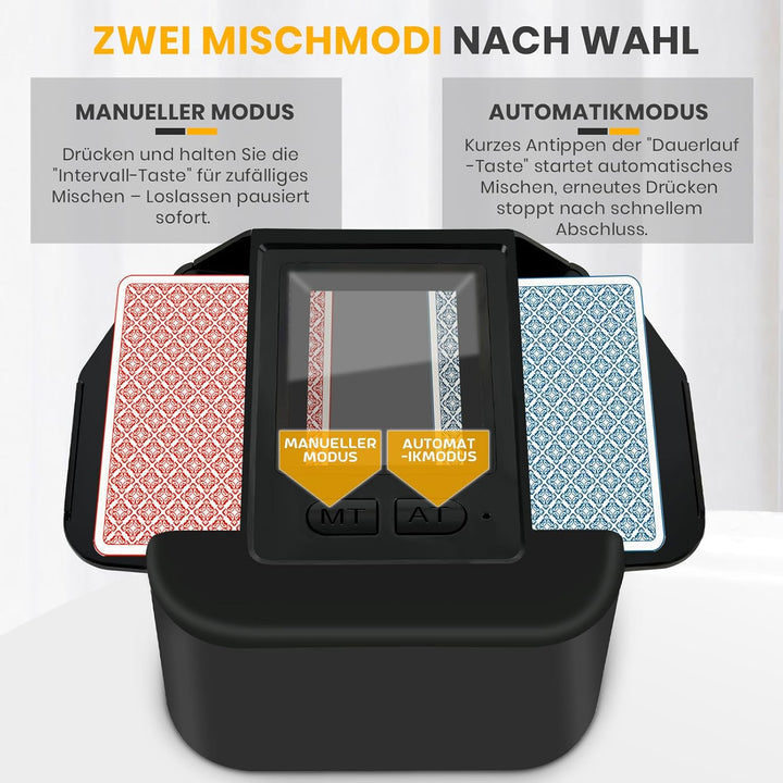 TOFFCAEA Automatischer Kartenmischer, mit 2000mAh wiederaufladbarer eingebauter Batterie für 2 Karte